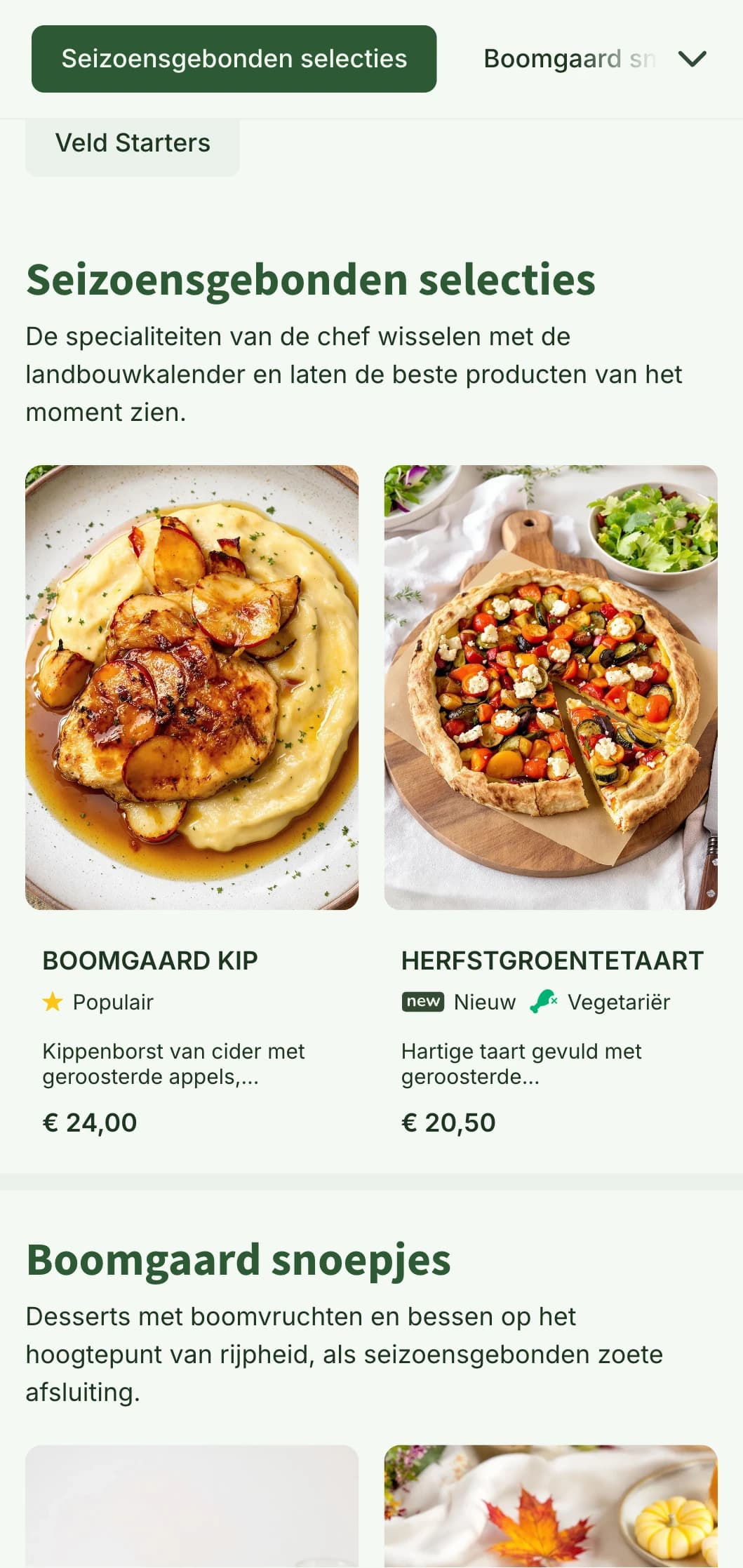Seizoensgebonden lunchmenu met oogstthema, warme herfsttinten en agrarische elementen, perfect voor farm-to-table restaurants en landelijke eetgelegenheden.