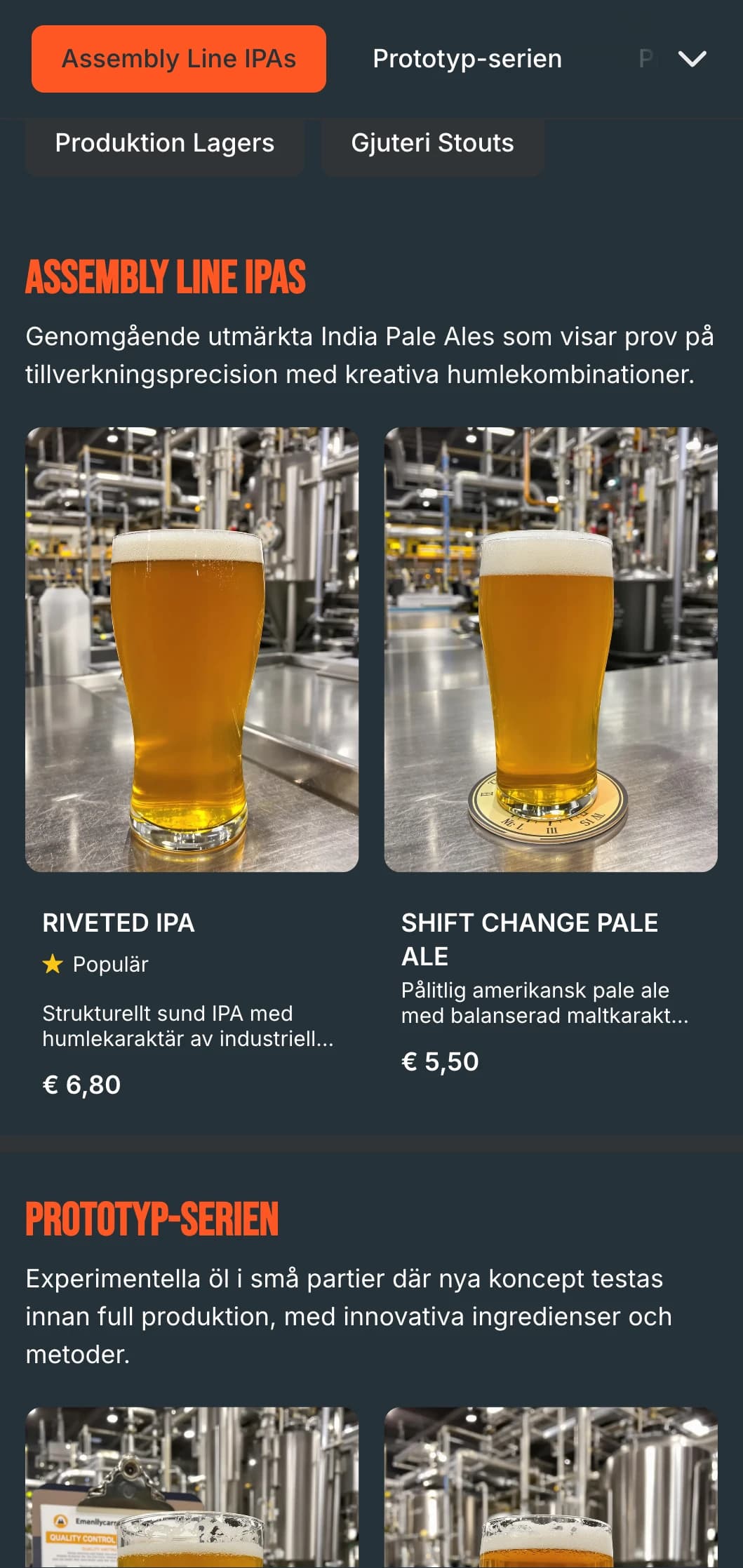 Rå industridesign med metalltexturer och utilitaristisk grafik, perfekt för lagerbryggerier och fabriksombyggda tappställen.