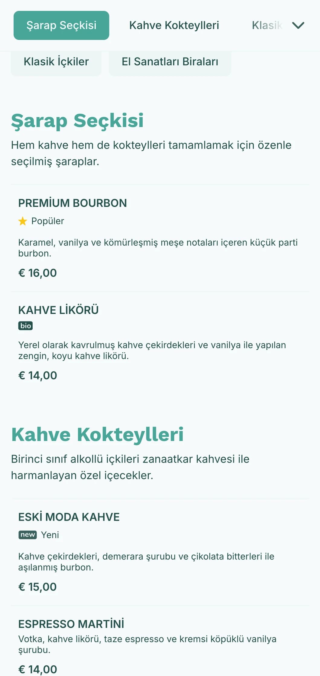 Hibrit kahve ve kokteyl işletmeleri için taze deniz mavisi tasarım.