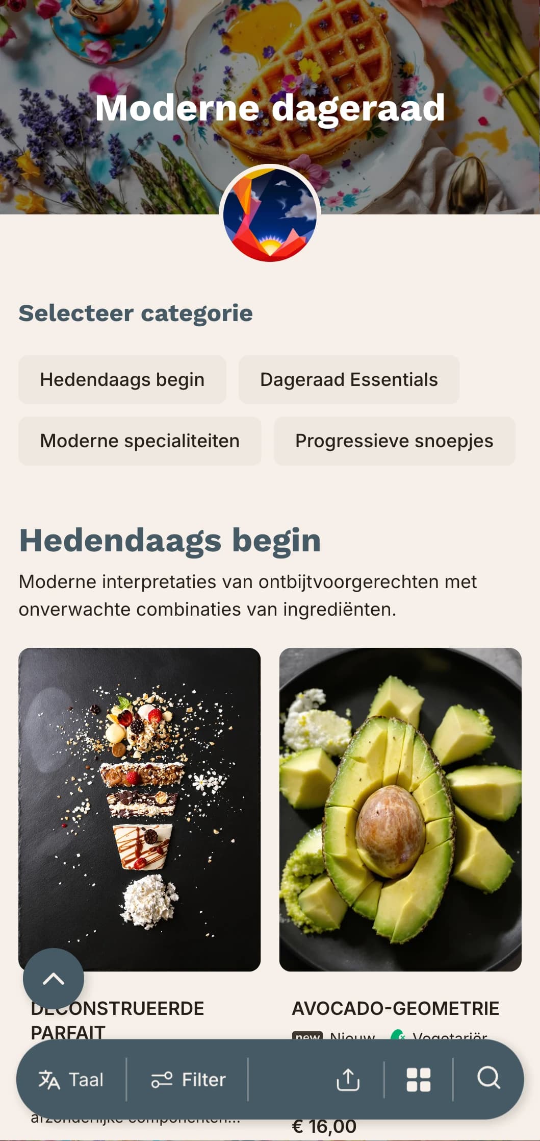 Eigentijdse ochtendaanbiedingen met innovatieve technieken en onverwachte smaakcombinaties voor de avontuurlijke vroege vogel.