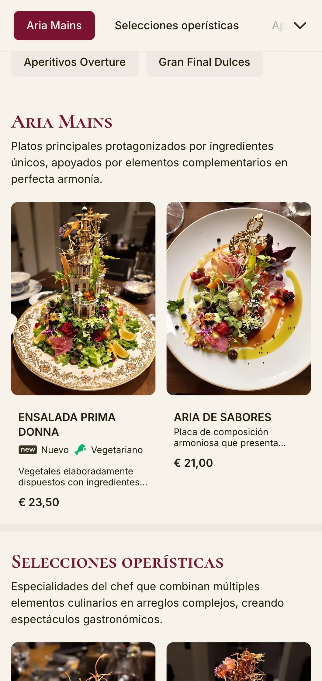 Gran diseño de menú de almuerzo inspirado en la música, con elementos operísticos y un diseño espectacular, adecuado para restaurantes cercanos a teatros de ópera o con temas musicales.