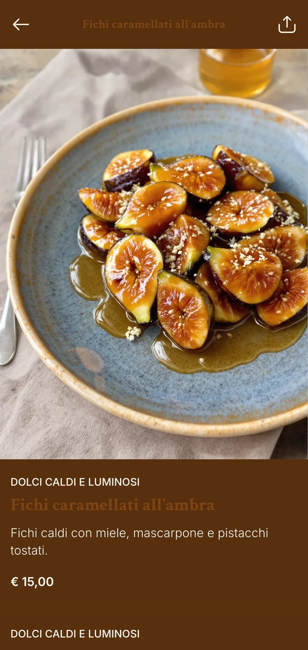 Un menu caldo e ispirato al focolare, caratterizzato da toni ambrati ed elementi rustici, perfetto per i ristoranti con cucina a fuoco aperto.