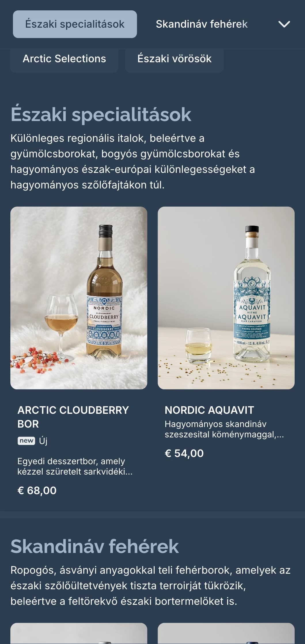 Skandináv ihletésű borlap sablon hűvös kék tónusokkal és minimalista dizájnnal, ideális kortárs északi éttermek és nemzetközi borbárok számára.