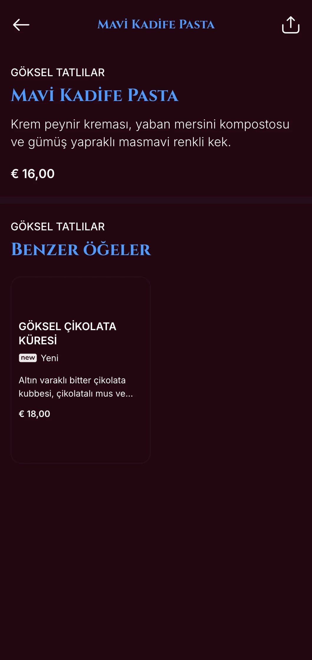 Lüks bir atmosfere sahip akşam yemeği mekanları için tasarlanmış, altın vurgulara sahip dramatik bir gece mavisi akşam yemeği menüsü.