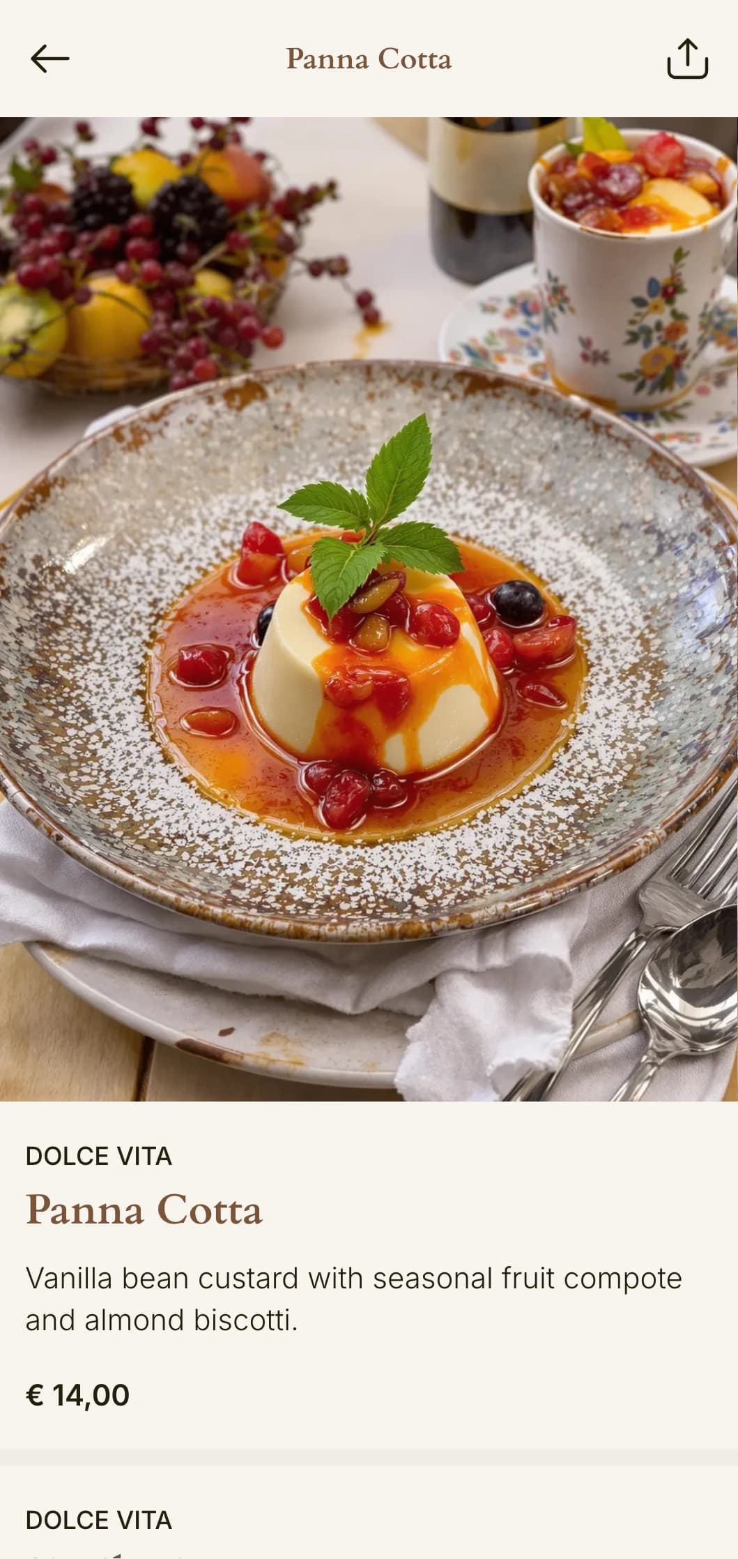 A warm and inviting dinner menu inspired by Tuscan aesthetics, featuring terracotta tones and classic Italian elements.