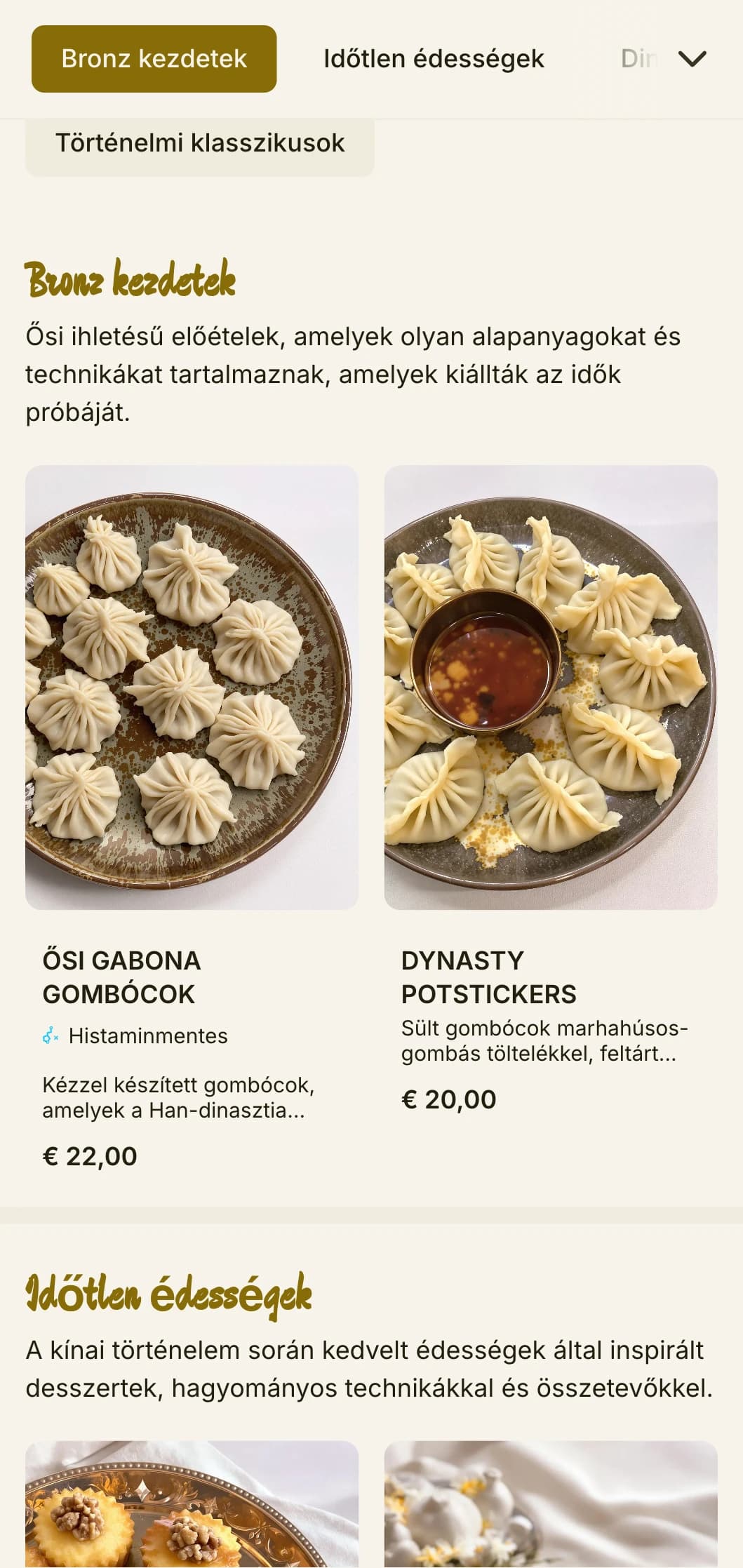 Kifinomult kínai menü kialakítása, amelyet az ősi bronz leletek ihlettek, történelmi elemekkel az autentikus konyha számára.