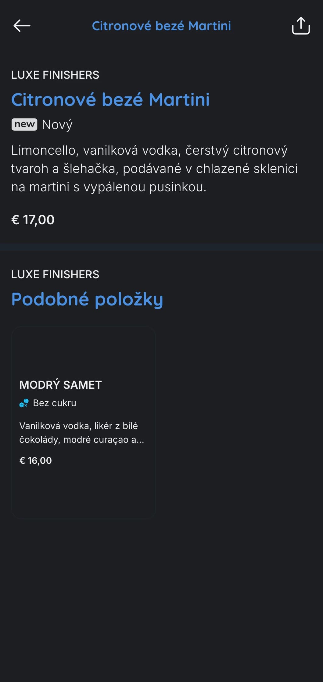 Moderní, chladně laděný design pro luxusní hotelové bary a salonky s elegantní typografií a azurovými akcenty.