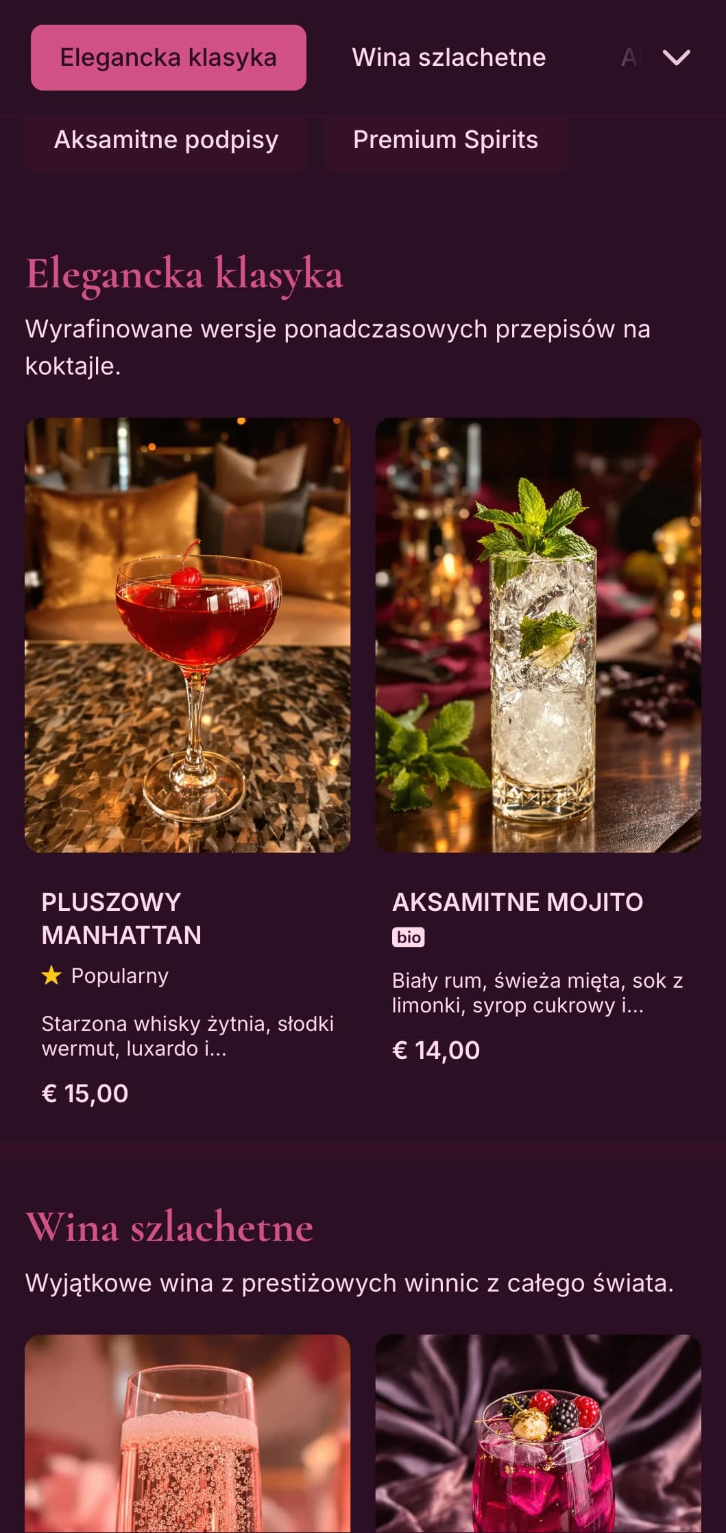 Bogaty burgundowy design z pluszowymi teksturami dla wyrafinowanych salonów koktajlowych.