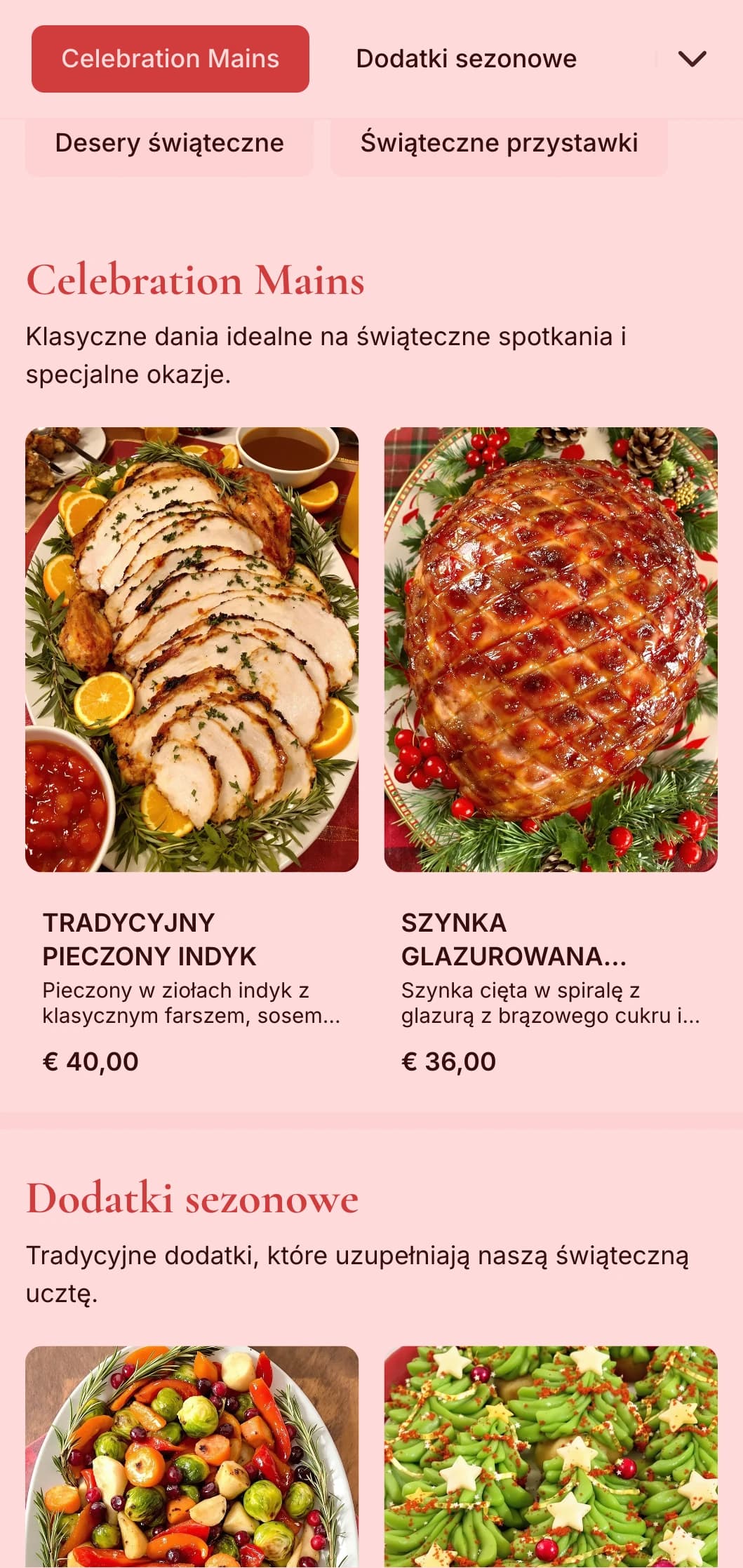 Tradycyjny catering świąteczny z sezonowymi specjałami, świąteczną prezentacją i uroczystymi elementami na zimowe spotkania i specjalne okazje.
