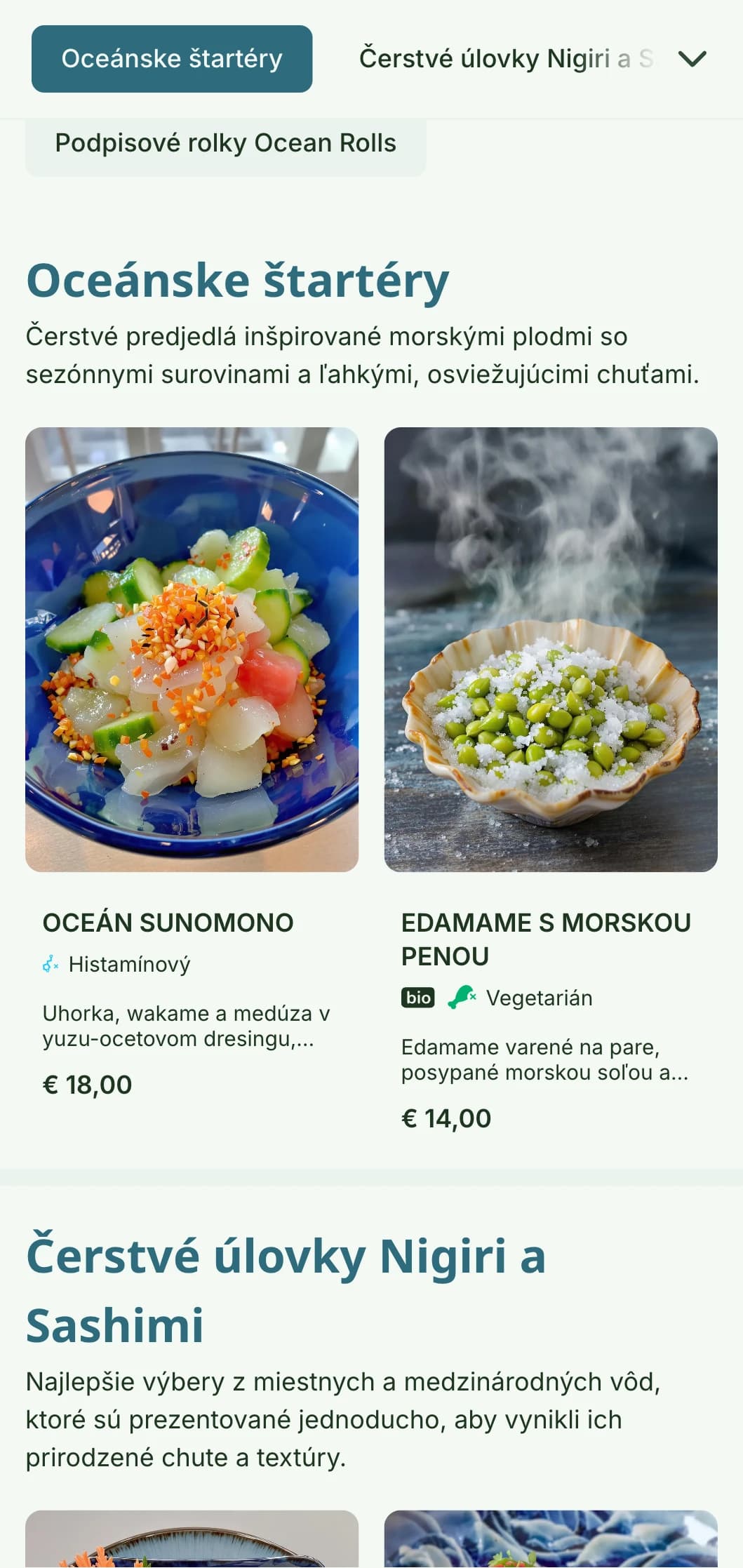 Svieži a žiarivý dizajn menu sushi inšpirovaný farbami oceánu s upokojujúcou modrou paletou ideálnou pre zariadenia zamerané na morské plody.