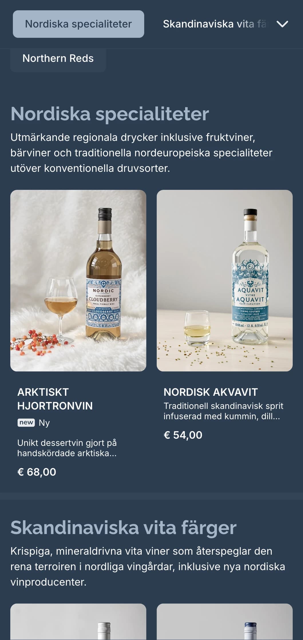 Skandinaviskinspirerad mall för vinlista med svala blå toner och minimalistisk design, perfekt för moderna nordiska restauranger och internationella vinbarer.