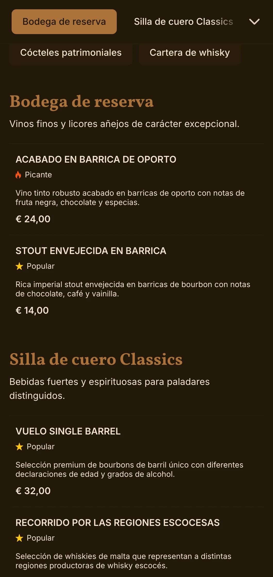 Rico diseño en marrón nogal con texturas de cuero para salones de espíritu tradicional.