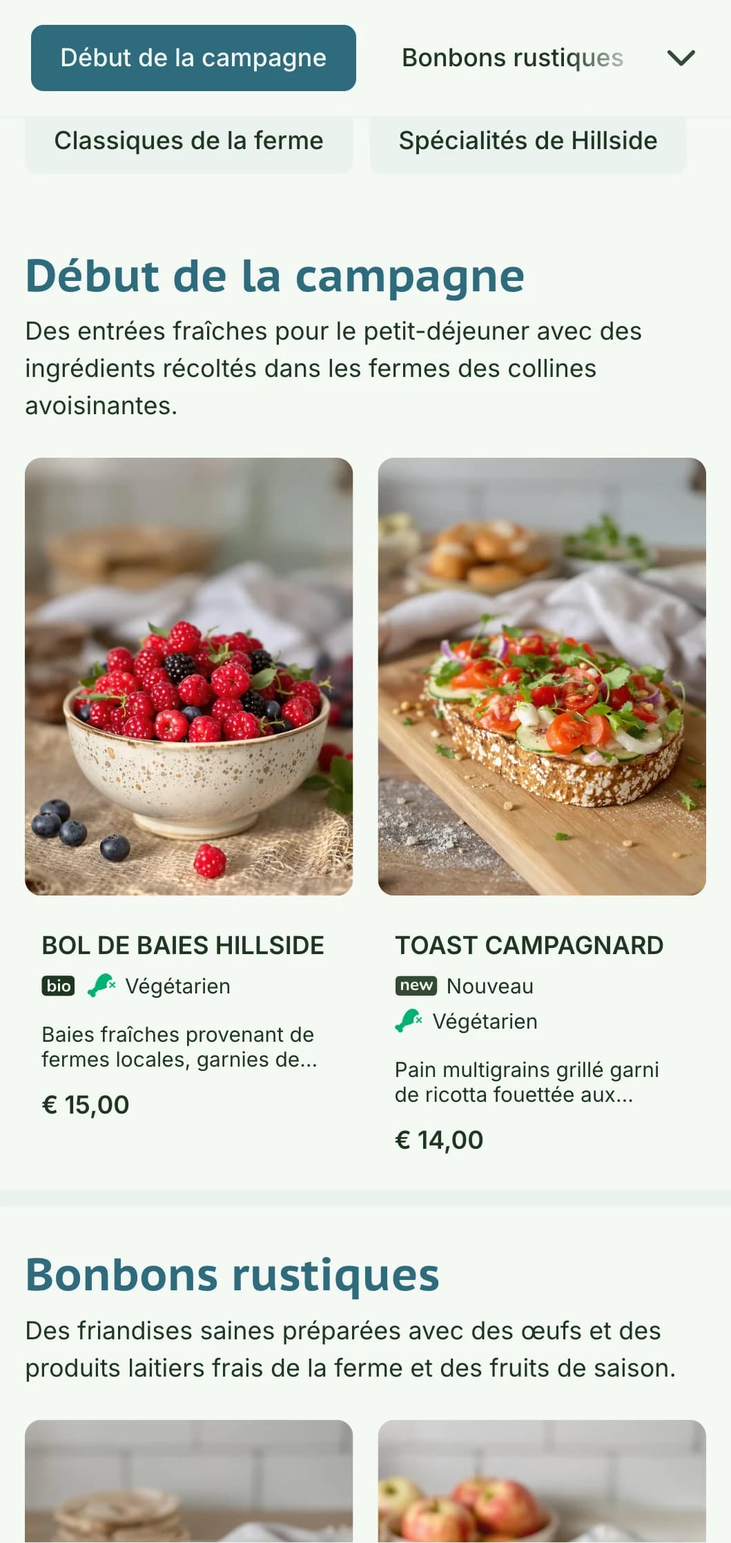 Un petit-déjeuner sain composé d'ingrédients frais de la campagne dans une présentation lumineuse et naturelle au charme rustique.