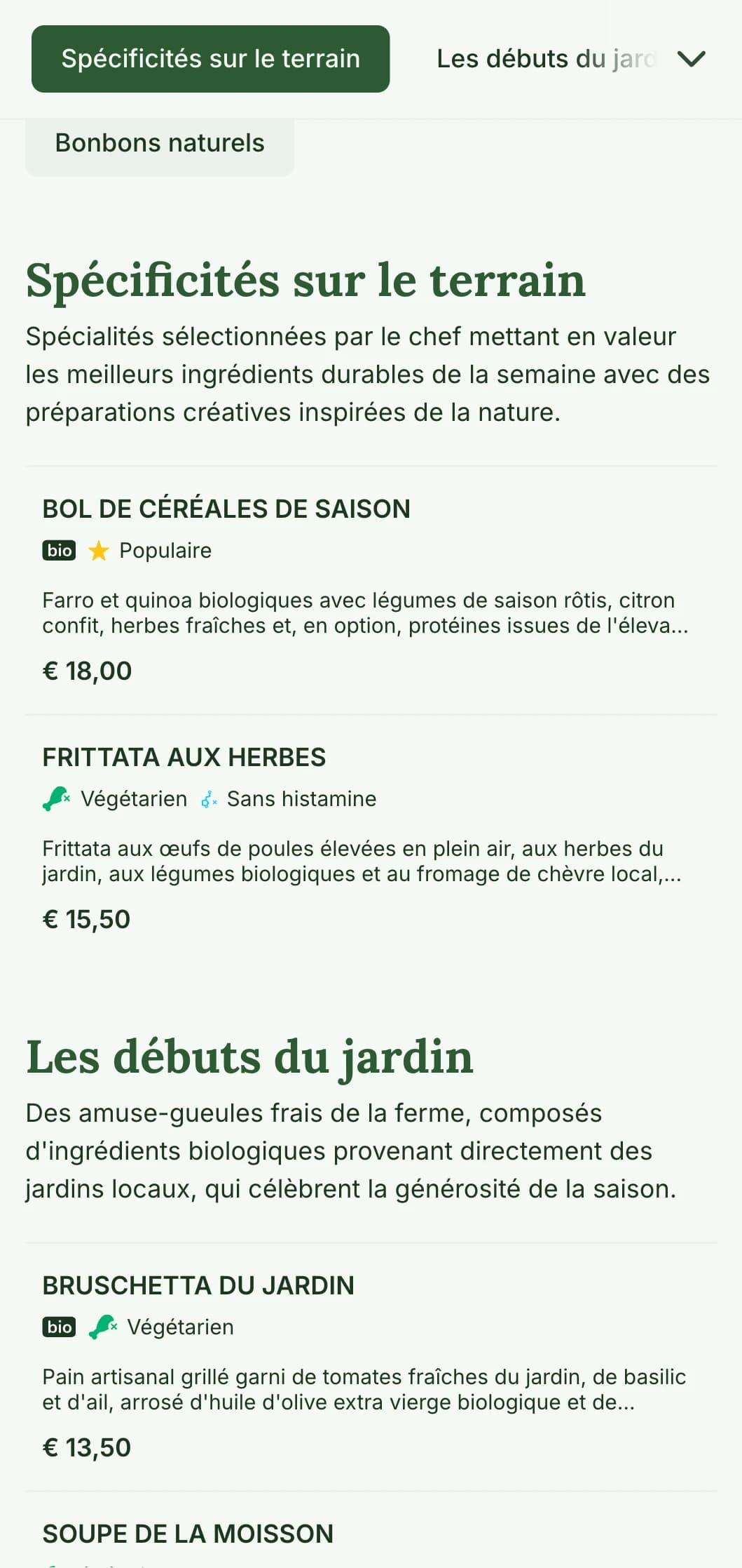 Des menus frais, inspirés par la nature, mettant en valeur les ingrédients de saison et les produits de la ferme, idéaux pour les cafés et les restaurants qui mettent l'accent sur des repas de midi sains et biologiques.