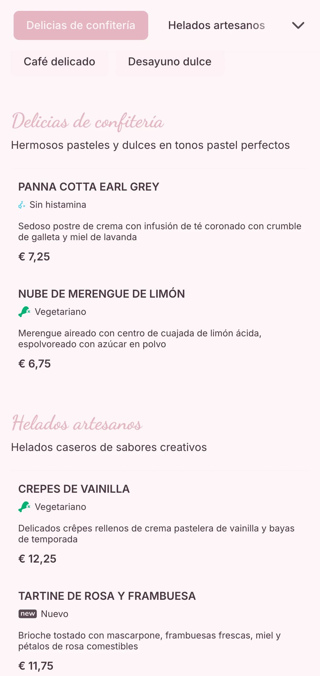 Dulce diseño en tonos pastel con elementos lúdicos para cafeterías de postres y heladerías.