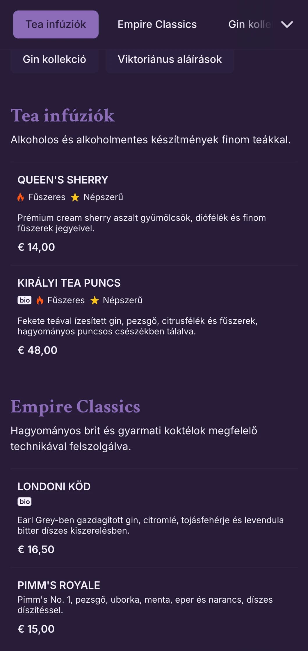 Kidolgozott zöld dizájn viktoriánus díszítéssel a gin-fókuszú szalonok számára.