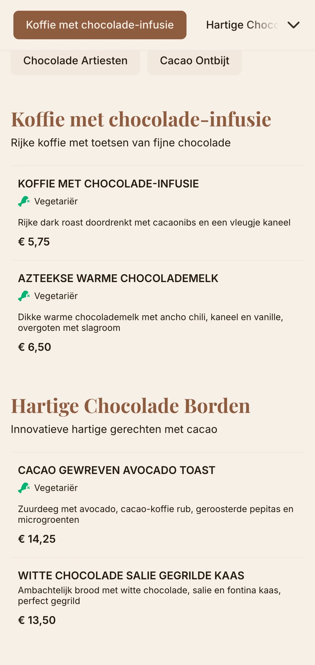 Diepbruin ontwerp met rijke texturen voor chocoladecafés en dessertwinkels.