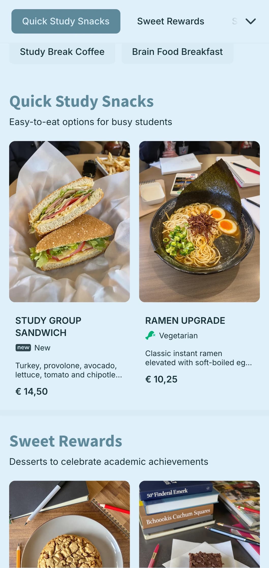 Energetic teal design with youthful elements for campus cafes and student hangouts.