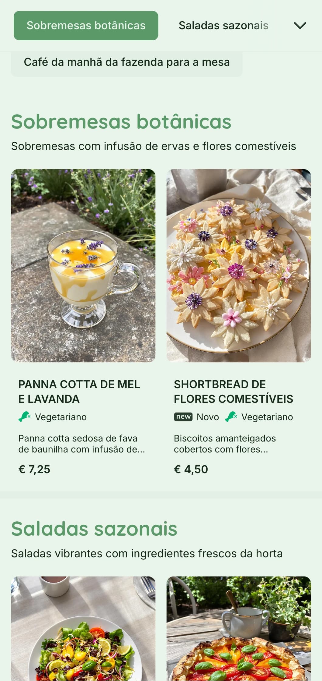 Design verde vibrante com elementos botânicos para cafeterias com jardim e restaurantes orgânicos.