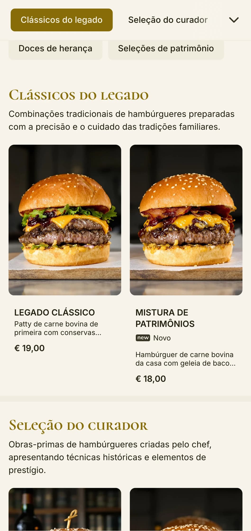 Experiência de hambúrguer inspirada em uma casa senhorial com elementos históricos e toques aristocráticos.