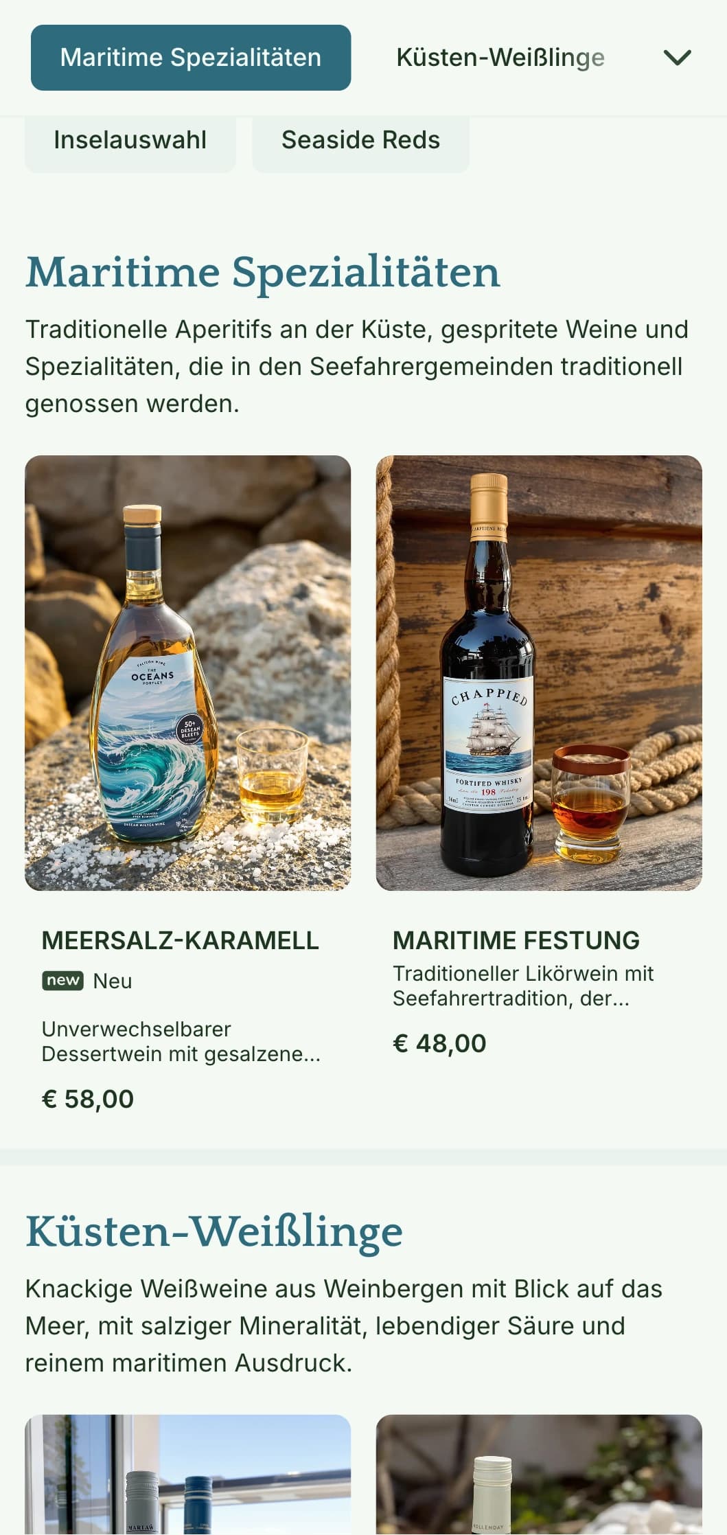 Mediterran inspirierte Weinkartenvorlage mit Elementen aus dem Meer und einer küstennahen Ästhetik, perfekt für Restaurants am Wasser und regionale Weinbars.