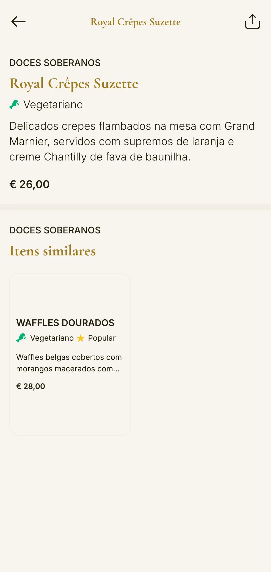 Luxuosa experiência de jantar matinal com ingredientes de primeira qualidade e apresentação sofisticada para o hóspede mais exigente.