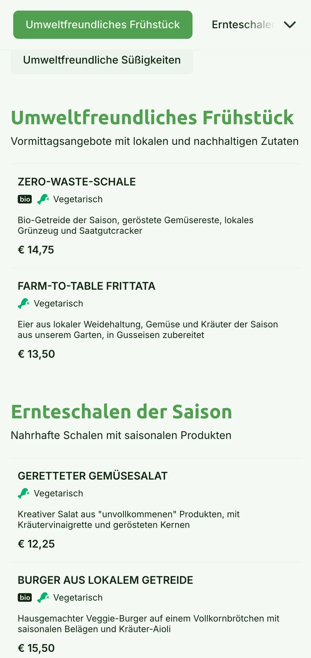 Von der Natur inspiriertes grünes Design mit umweltfreundlichen Elementen für nachhaltige Cafés.