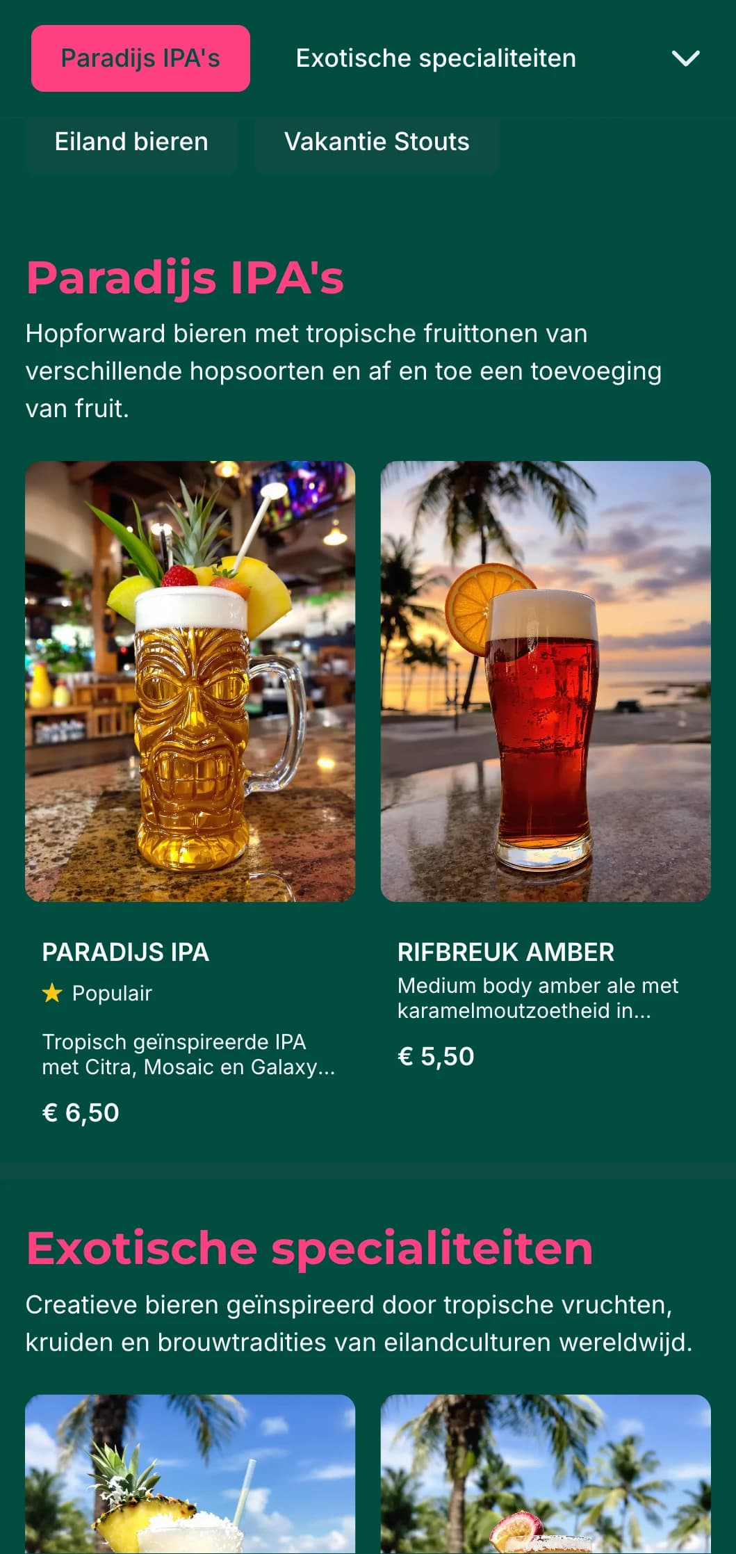 Levendig en kleurrijk ontwerp geïnspireerd op tropische landschappen, ideaal voor bars aan het strand en brouwerijen op eilanden.