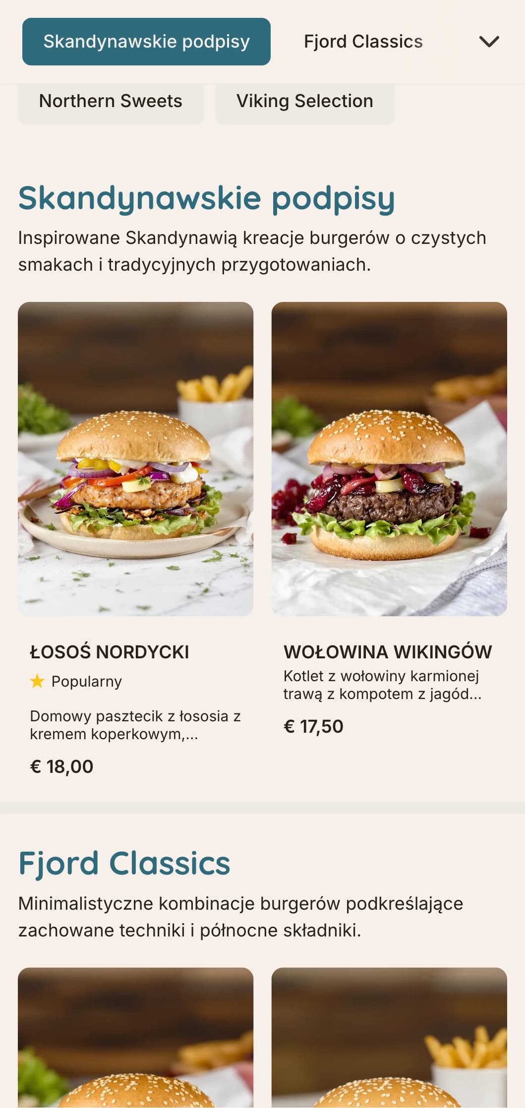 Inspirowana Skandynawią minimalistyczna koncepcja burgera o czystych liniach i funkcjonalnym designie.
