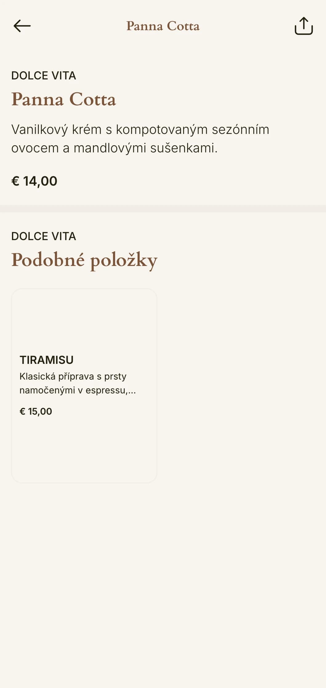 Vřelé a příjemné menu inspirované toskánskou estetikou s terakotovými tóny a klasickými italskými prvky.