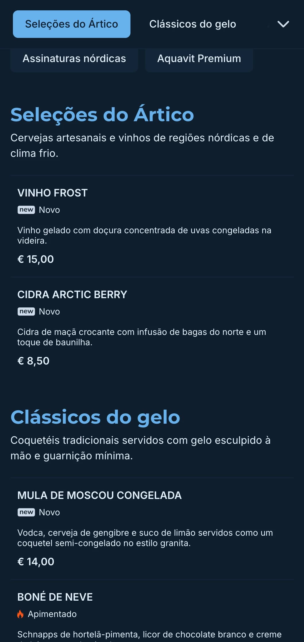 Design limpo de inspiração escandinava com tons azuis frios para estabelecimentos modernos.