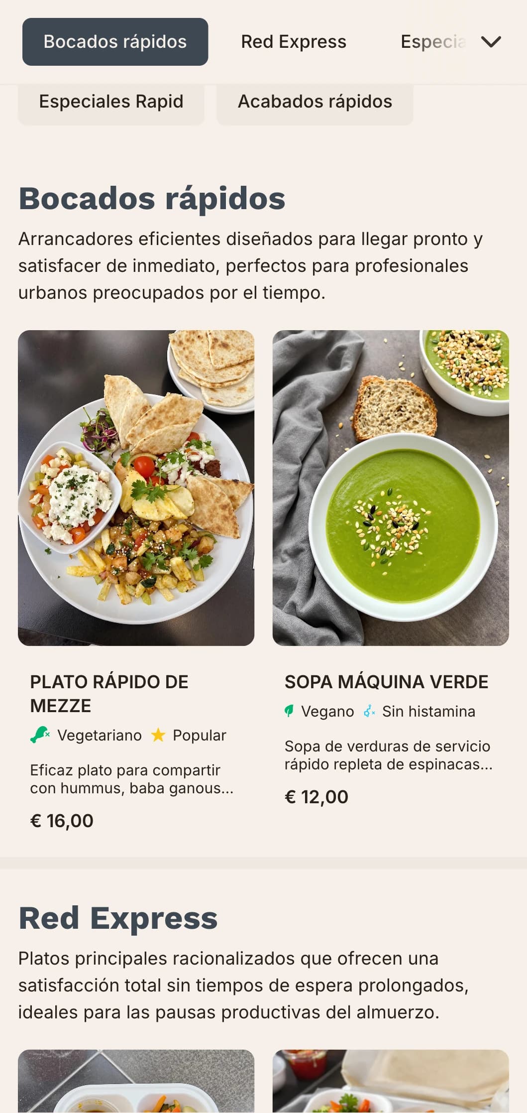 Diseño de menú de almuerzo eficiente, de inspiración urbana, con tipografía atrevida y organización clara, ideal para restaurantes urbanos muy concurridos que atienden a profesionales en activo con un tiempo limitado para almorzar.