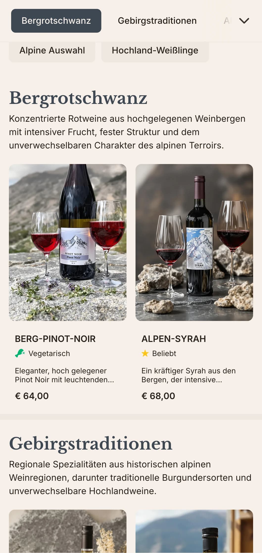 Von den Bergen inspirierte Weinkartenvorlage mit Schieferakzenten und alpiner Ästhetik, perfekt für Restaurants im Hochland und Weinkellereien mit kaltem Klima.
