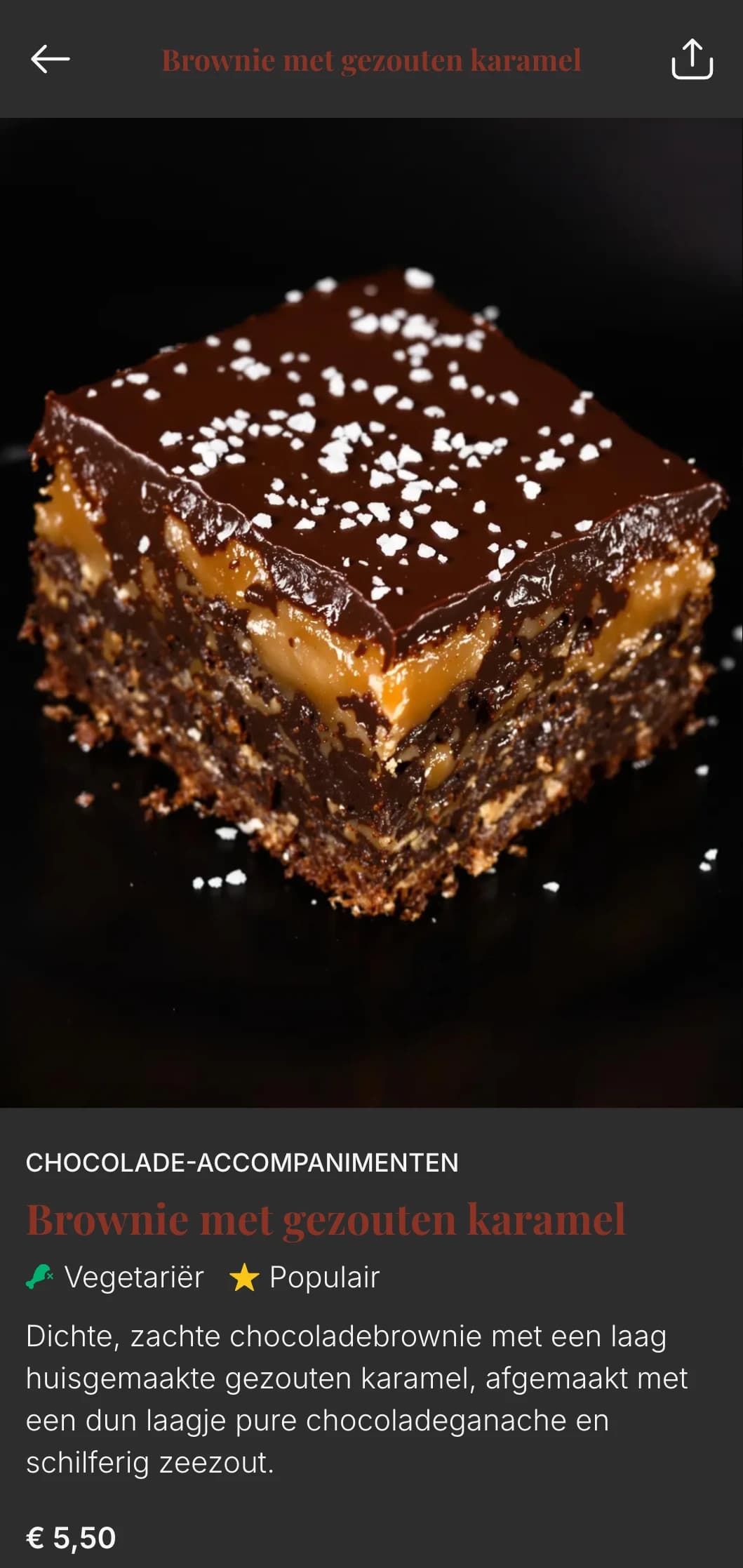 Een rijk, weelderig menuontwerp voor bakkerijen met diepe chocoladetinten en luxe typografie, ideaal voor chocoladegerichte bakkerijen en dessertwinkels.