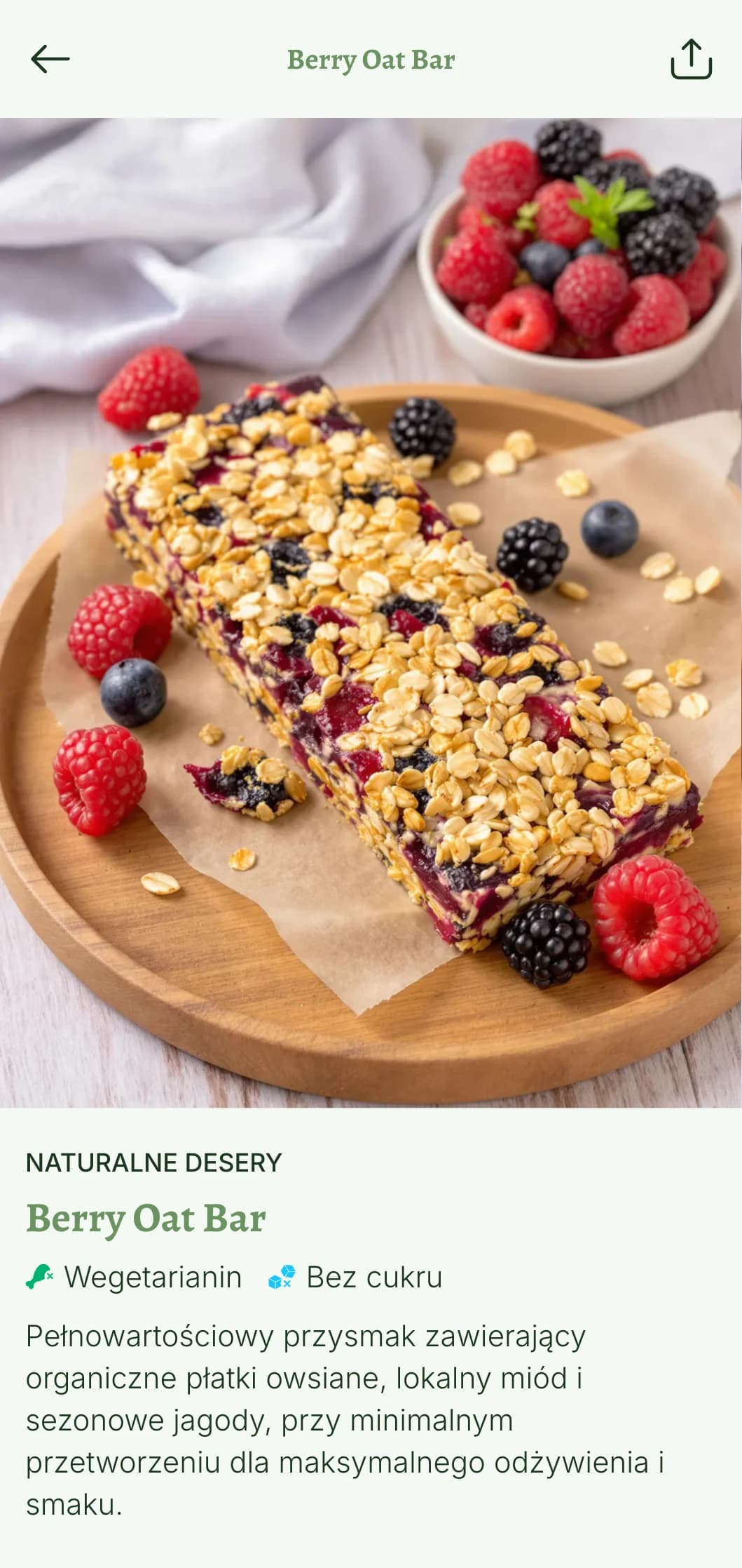 Świeży, inspirowany naturą projekt menu piekarni z odcieniami zieleni liści i organiczną typografią, idealny dla piekarni ekologicznych i sklepów ukierunkowanych na zdrowie.