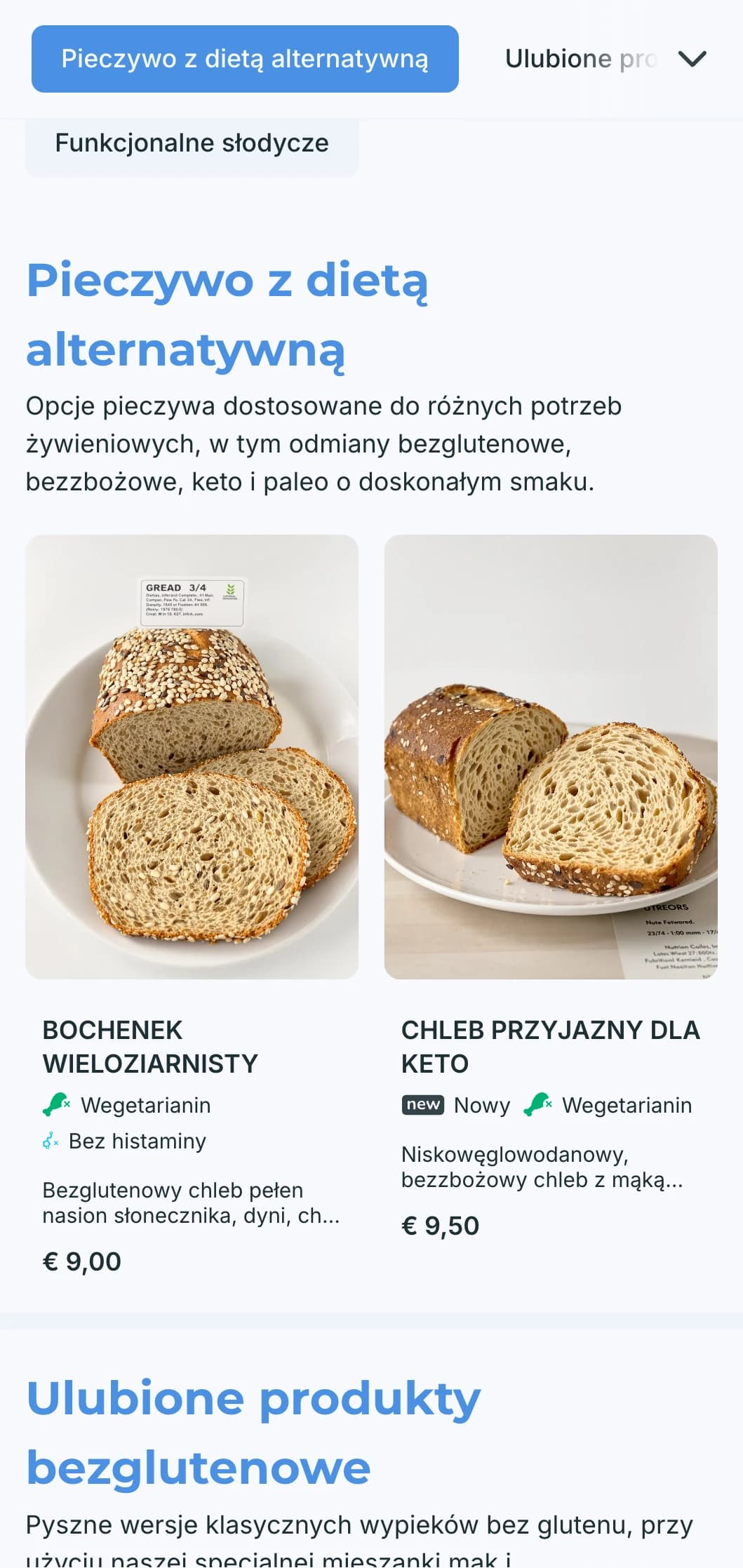 Świeży, współczesny projekt menu piekarni z chłodnymi niebieskimi odcieniami i czystą typografią, idealny dla świadomych zdrowotnie piekarni i nowoczesnych cukierni.