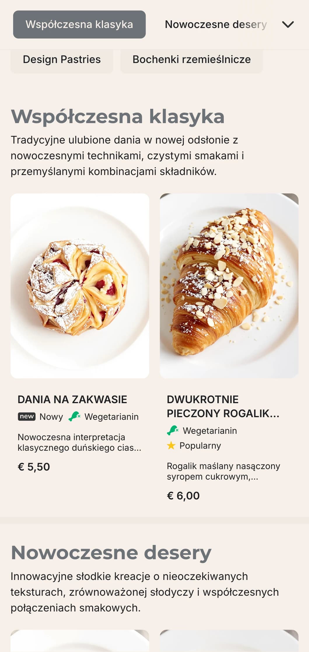 Współczesny, minimalistyczny projekt menu piekarni z czystymi liniami i prostą typografią, idealny dla miejskich piekarni o nowoczesnej estetyce.