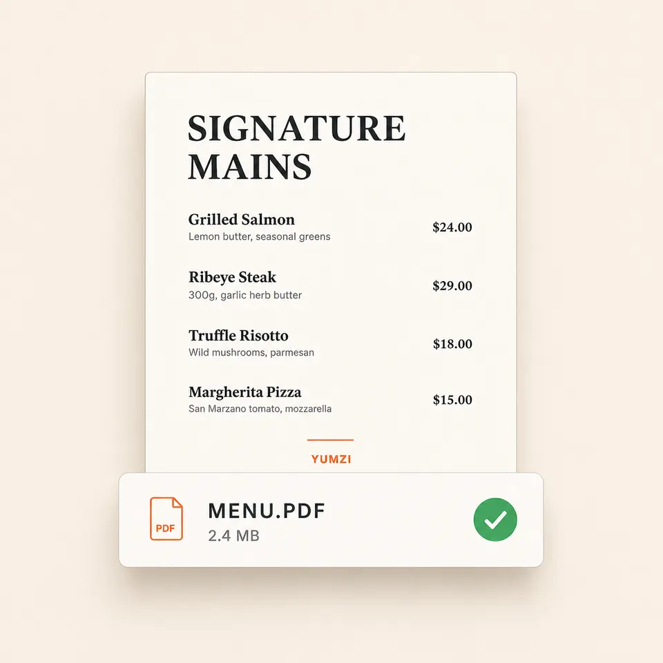 Nahrajte menu: Nahrajte PDF alebo pridajte položky ručne za pár minút.